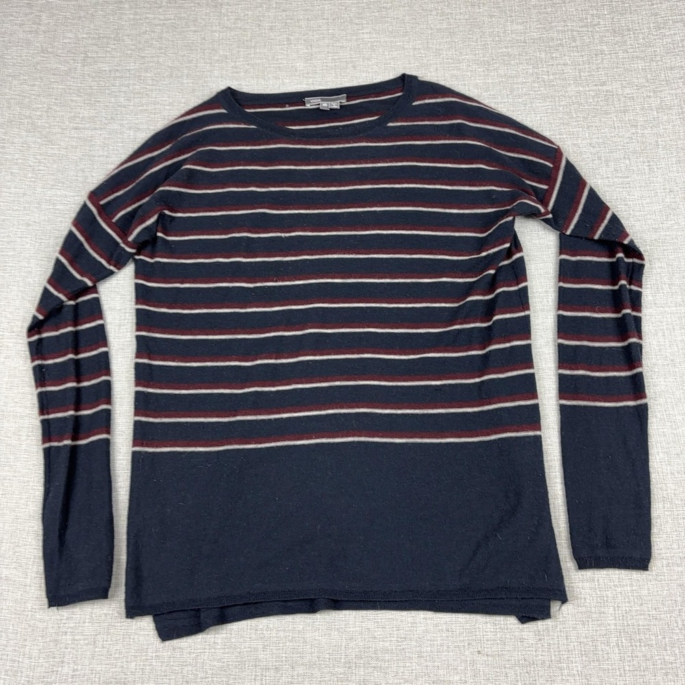 Vince Sweater Womens XS Blue Wool‎ Cashmere Crew Neck Striped Knit Pullover